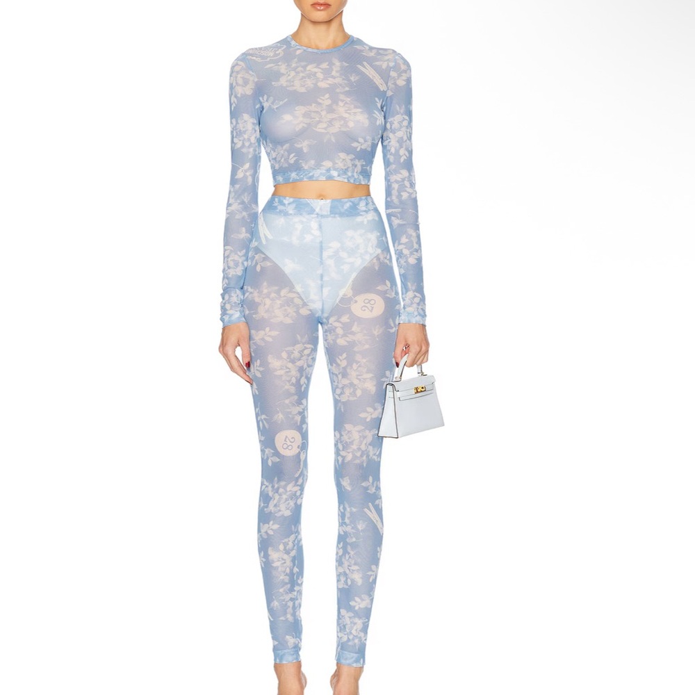 Moschino Light Blue Floral Leggings Set
